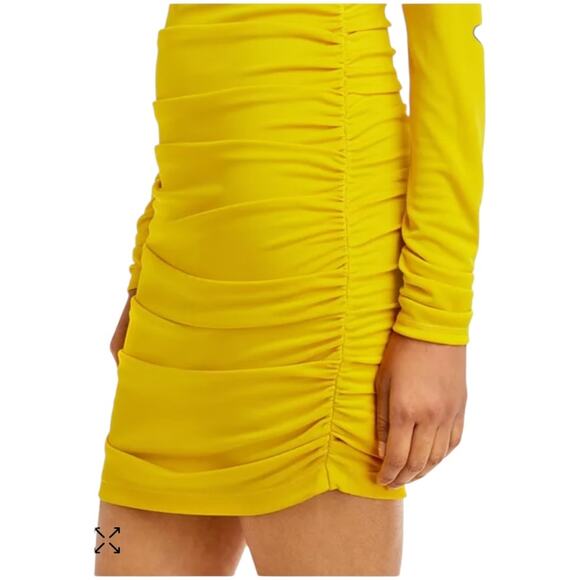 Cinq à Sept NWT Miah Ruched Mini Dress Pineapple Yellow Size 4 Long Sleeve - Picture 4 of 14